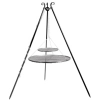 Kolmijalka 180 cm kahdella grilliritilällä ⌀ 70 cm + ⌀ 40 cm Cook King
