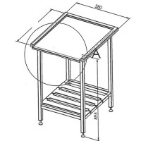 Purkupöytä hyllyllä INOX 1000WDP