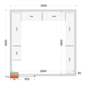 Kylmähuone + kylmäkone Tefcold CRPF3030WD