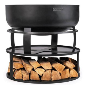 Pyöreä tulisijan alusta Cook King ⌀ 72cm puusäilytyksellä