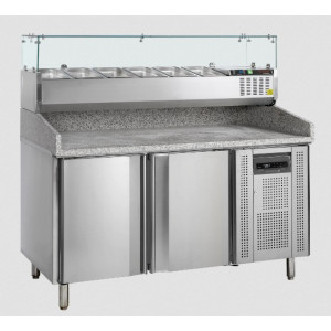 Pizzatyöpöytä Tefcold PT1200 + raaka-ainevitriisini GVC38-150