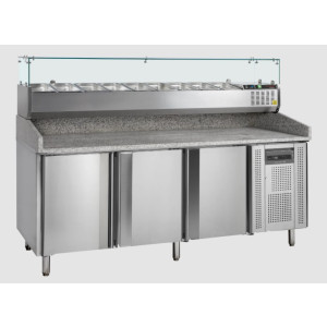 Pizzatyöpöytä Tefcold PT1300 + raaka-ainevitriini GVC38-200