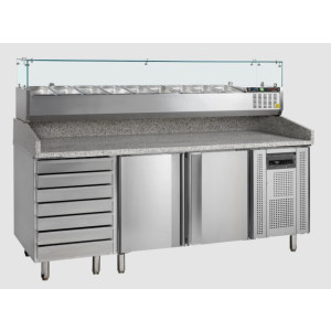 Pizzatyöpöytä Tefcold PT1310 + raaka-ainevitriini GVC38-200