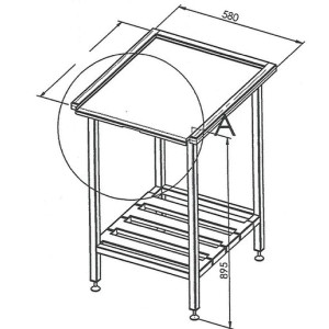 Purkupöytä hyllyllä INOX 1000WDP